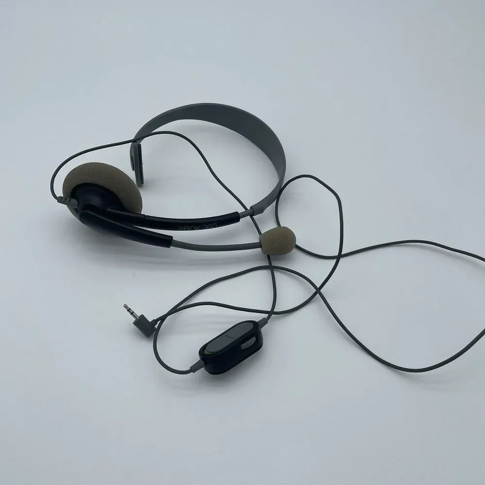 GENUINE MICROSOFT XBOX 360 - Wired Headset W/ Boom Mic OEM Official Black